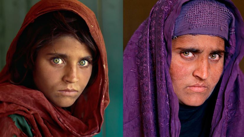 Шарбат Гула в 1984 и 2002 году. Автор фото: Steve McCurry/National Geographic. Опубликовано RT.