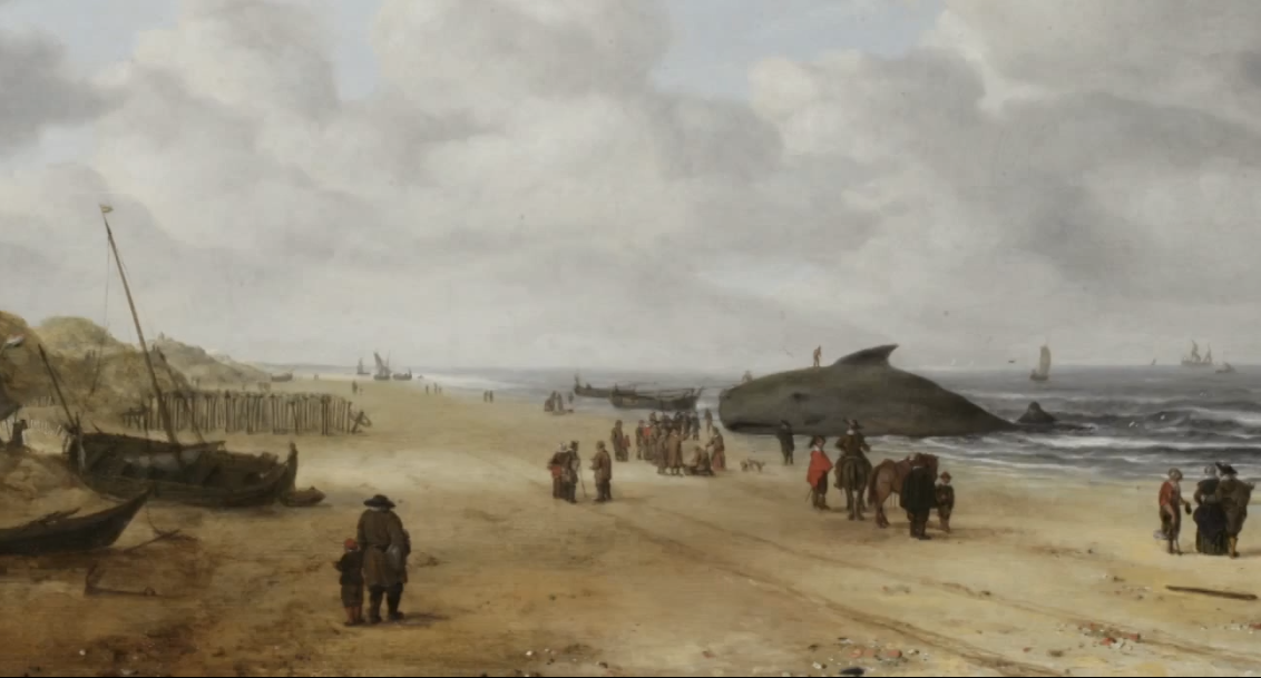 Картина Хендрика ван Антониссена «Сцена на берегу» до и после реставрации.