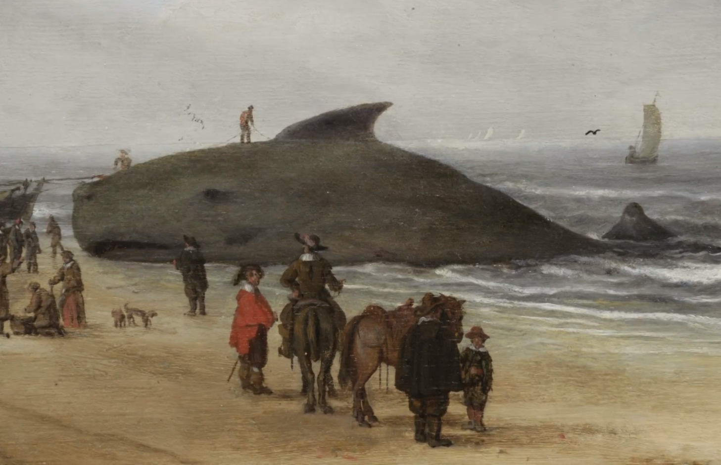 Картина Хендрика ван Антониссена «Сцена на берегу» до и после реставрации.