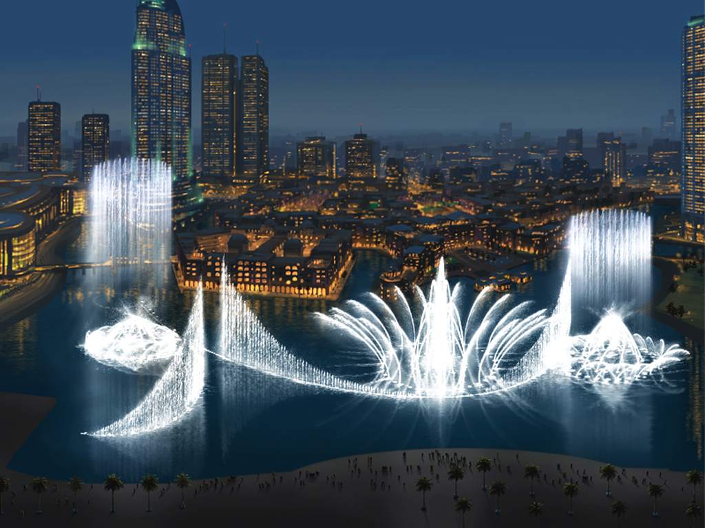 Фонтан Дубай — один из самых больших и высоких фонтанов в мире — По Европам