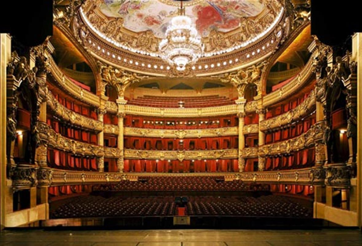 Вид на зал со сцены Оперы Гарнье. Источник http://visitefrance.ru/